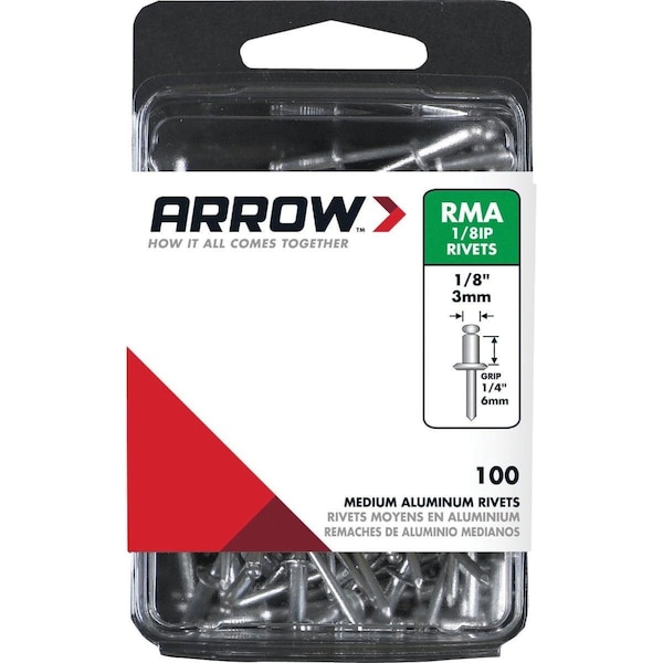Arrow Fastener 1/8 In. x 1/4 In. Aluminum Rivet, 100PK RMA1/8IP - main